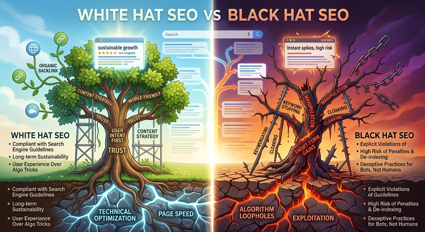 Types of Search Engine Optimization Explained: White Hat vs Black Hat SEO